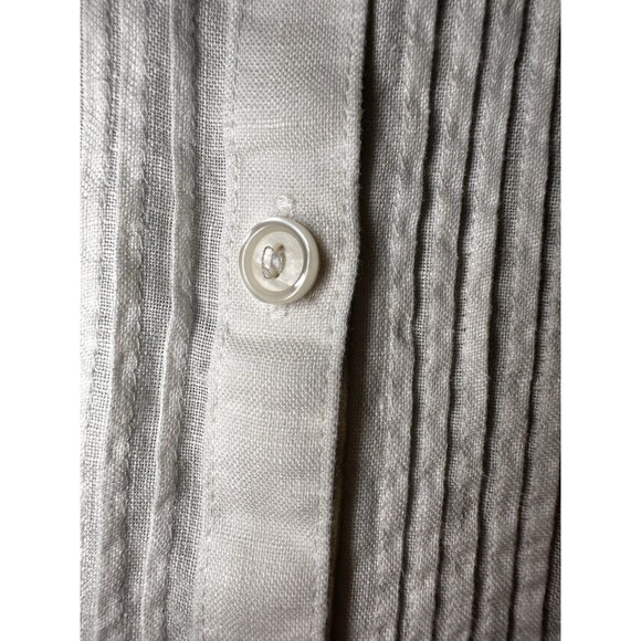 LL Bean Linen Tunic Top 3X Pleated Button Long Sleeves Resort Cruise 100% Linen - Picture 5 of 12